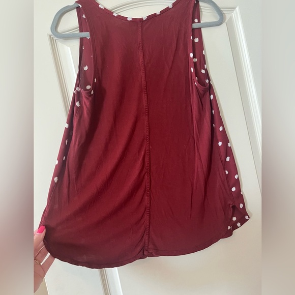 LOFT Dark Burgundy Sleeveless Polka Dot Pattern Blouse Women’s Size Small - Picture 2 of 12